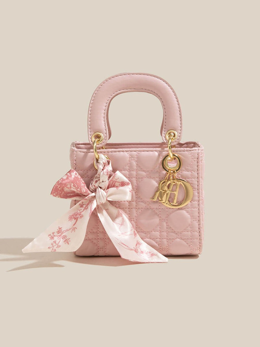 Diamond Silk Scarf Hand-Held Crossbody Bags Vertical Pink ONE SIZE