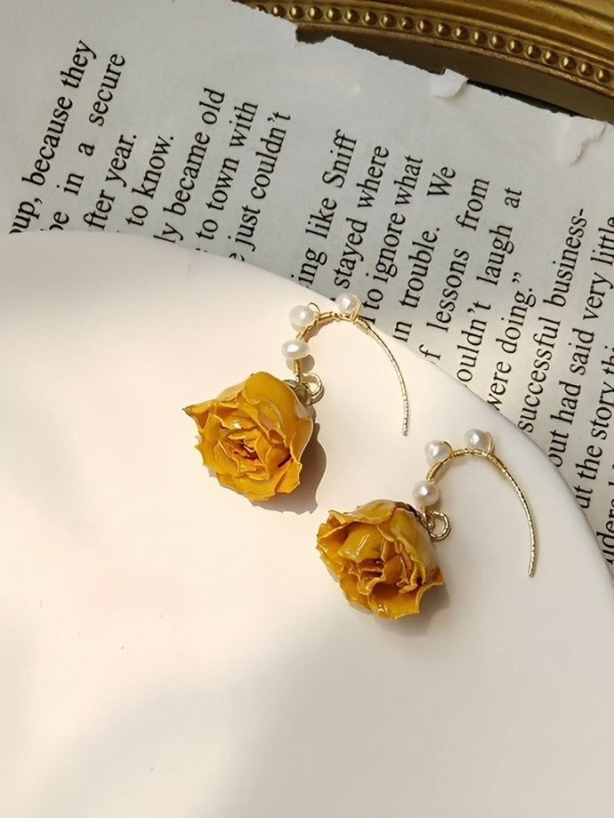 Orange Rose Earrings - Hannah Gold one size