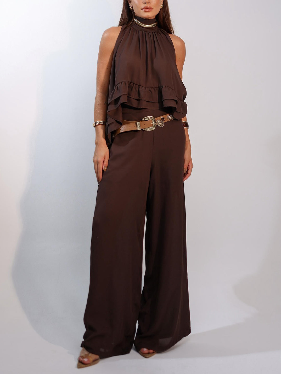 Vielseitige, elastische, lockere Hose mit weitem Bein