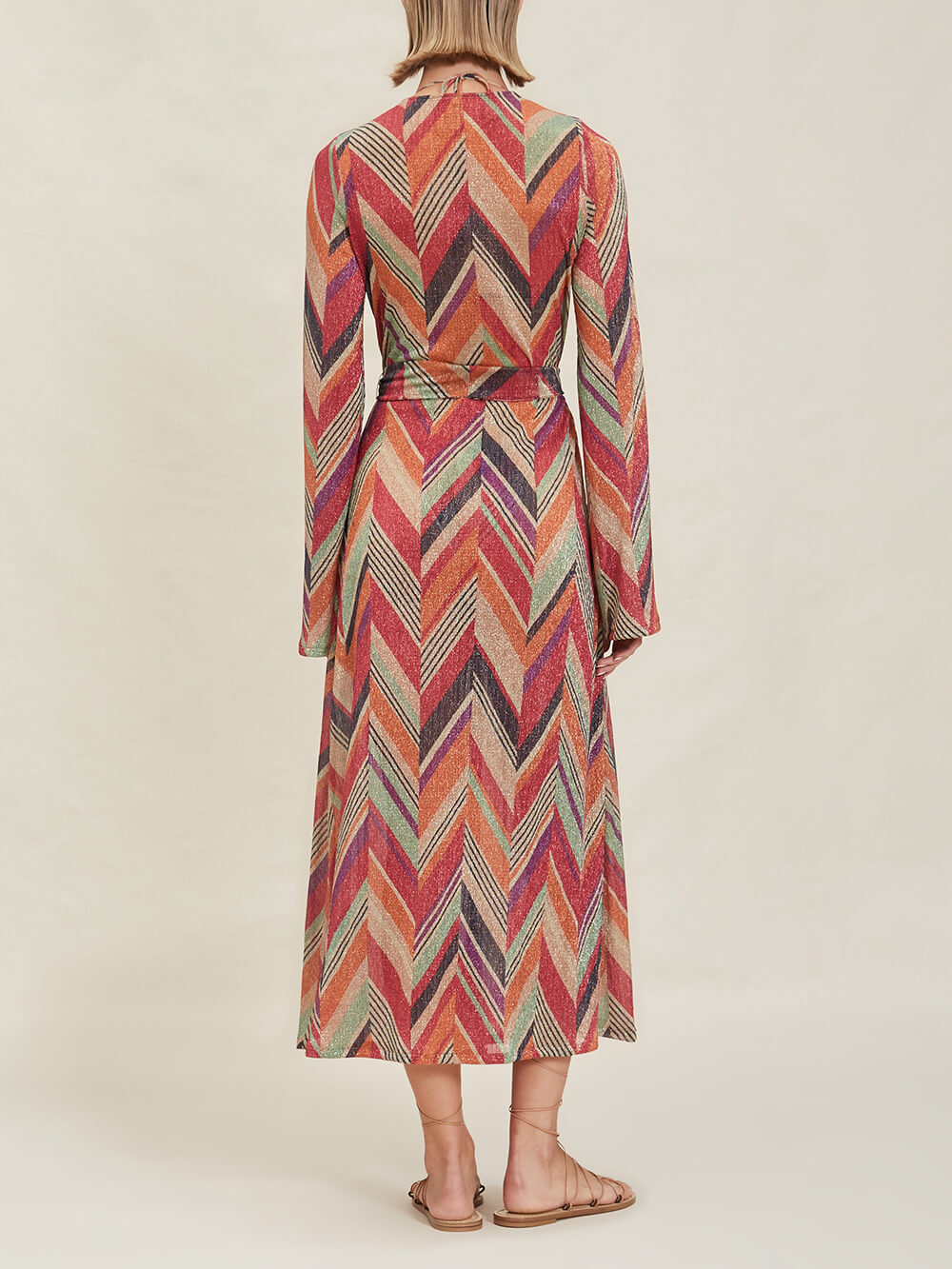 Beach Resort – Midi-Cardigan mit Glockenärmeln und geometrischem Print