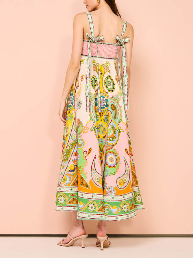 Robe Madi à imprimé caraco unique pour les fêtes