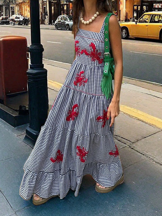Robe midi caraco brodée exquise pour les fêtes