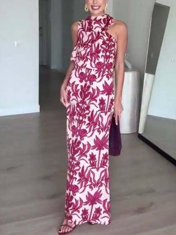 Zweiseitig schulterfreies Printkleid