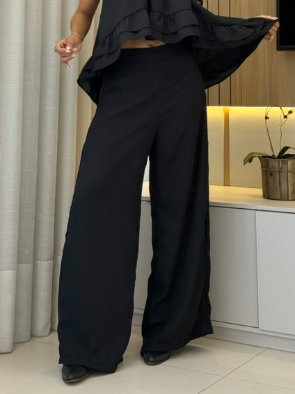 Vielseitige, elastische, lockere Hose mit weitem Bein