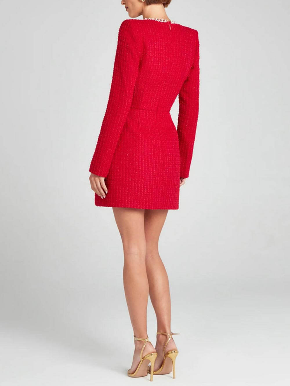 Exquisites Minikleid mit Perlenbesatz, Schlitzärmeln und Tasche für Mädchen