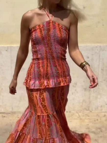 Débardeur imprimé style rétro folk décontracté