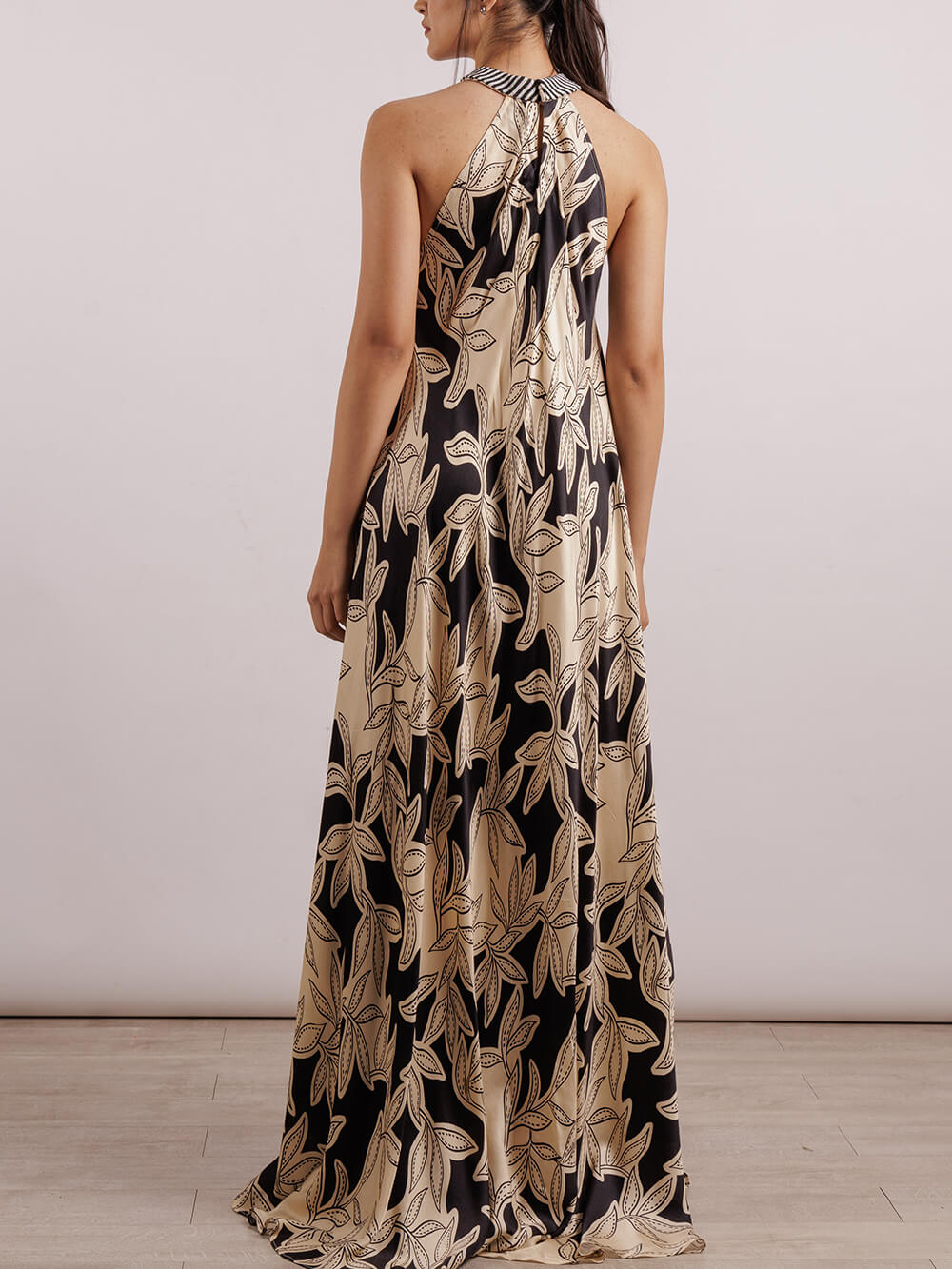 Robe longue à bretelles rétro unique à imprimé fleur de pavot