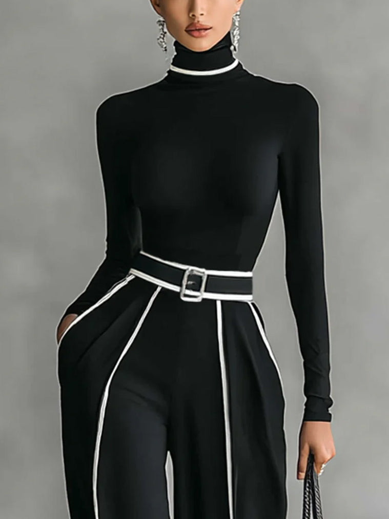 Elegant High Neck Slim Fit Long Sleeve Top