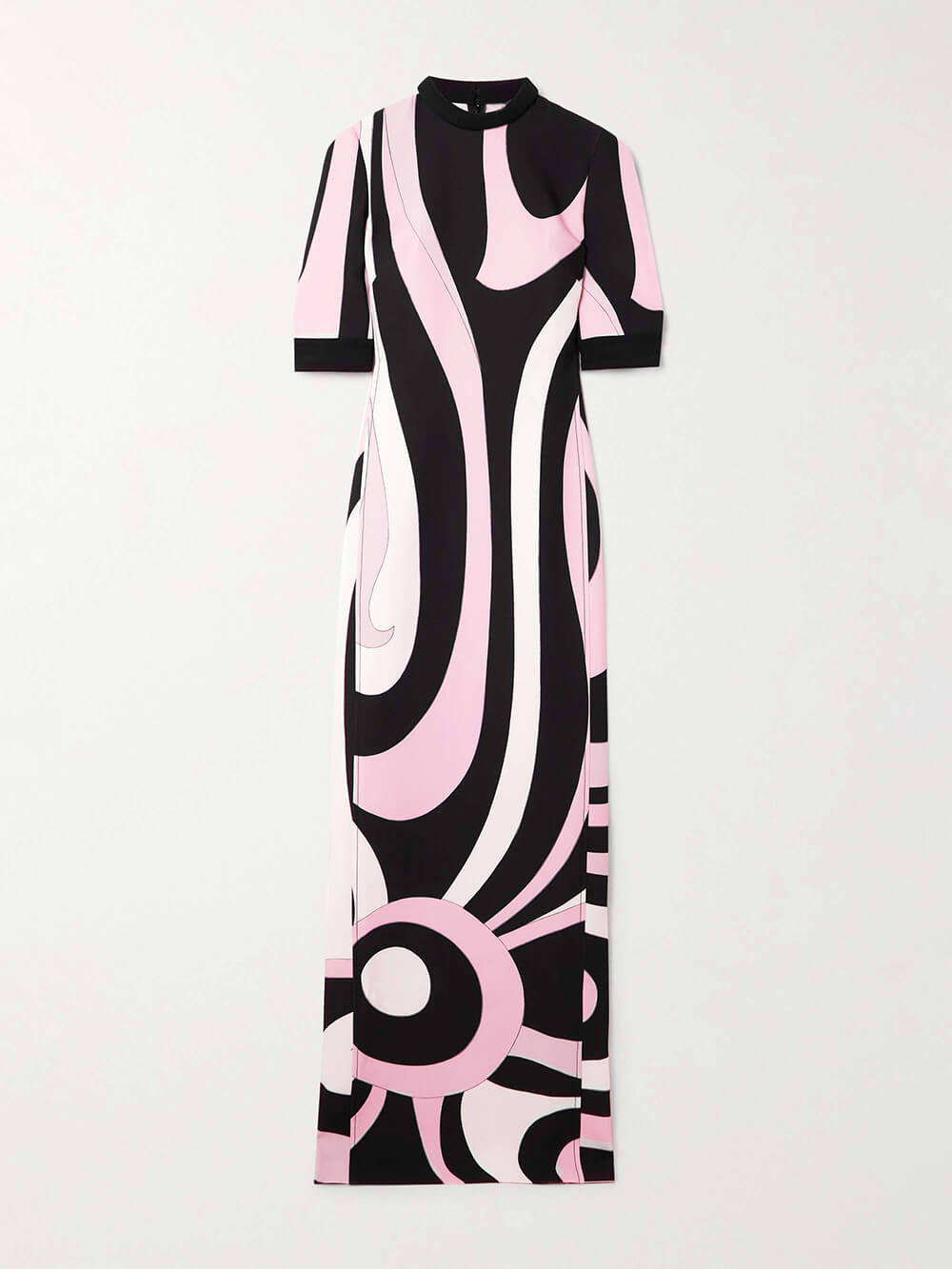 Robe longue froissée en satin imprimé unique d'inspiration rétro