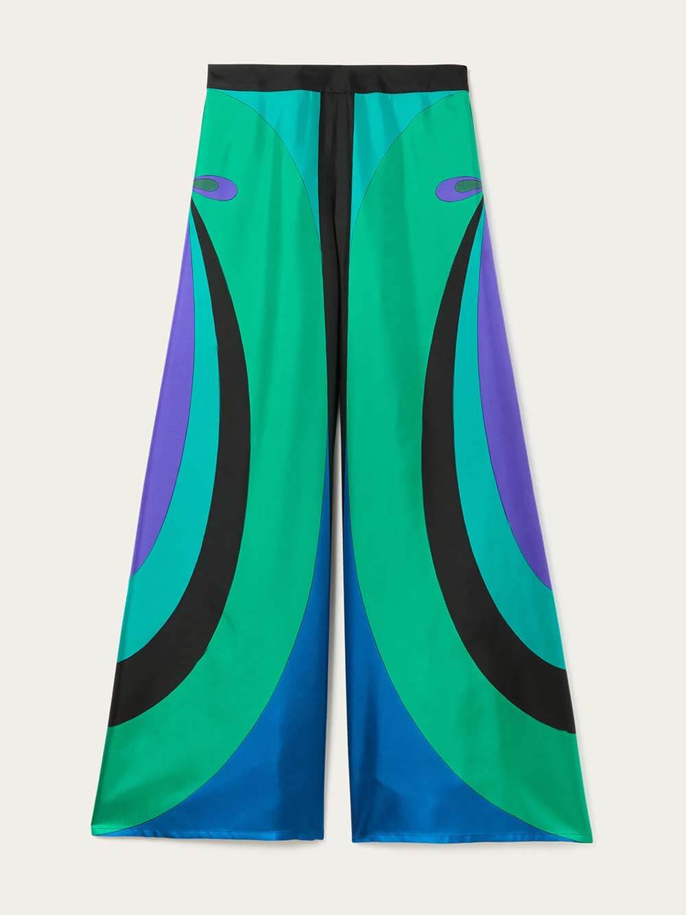 Einzigartige Hose mit weitem Bein und hoher Taille im Regenbogen-Print