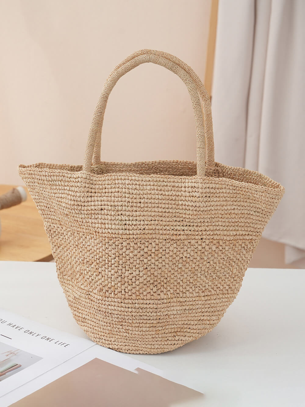 Sacs en paille crochetés à la main en raphia de style vacances françaises