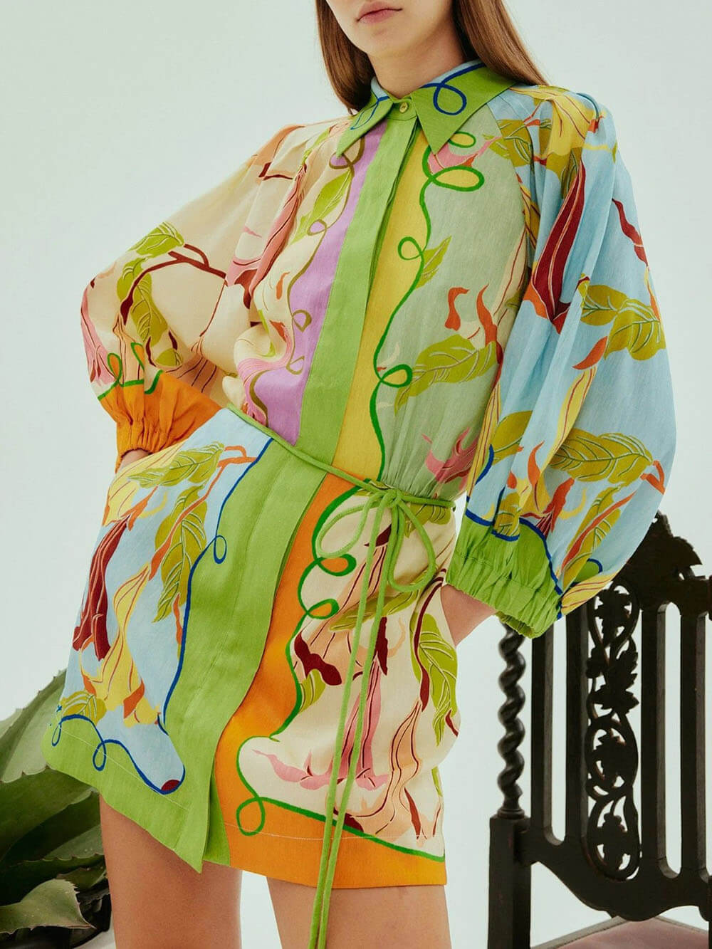 Robe à lacets unique en lin, imprimée et personnalisée
