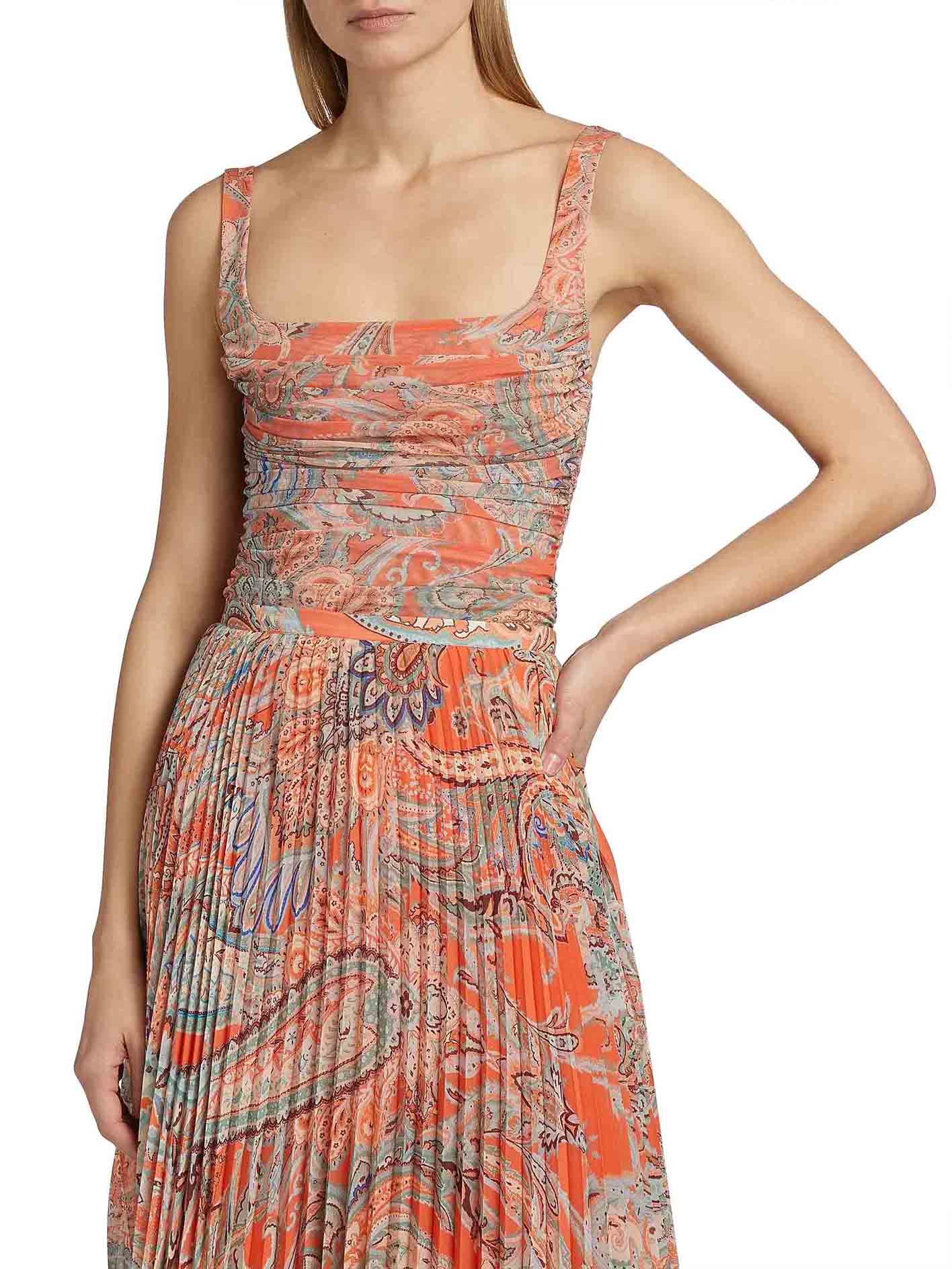 Exquisites Chiffon-Tanktop mit Plissée-Muster und Paisley-Muster