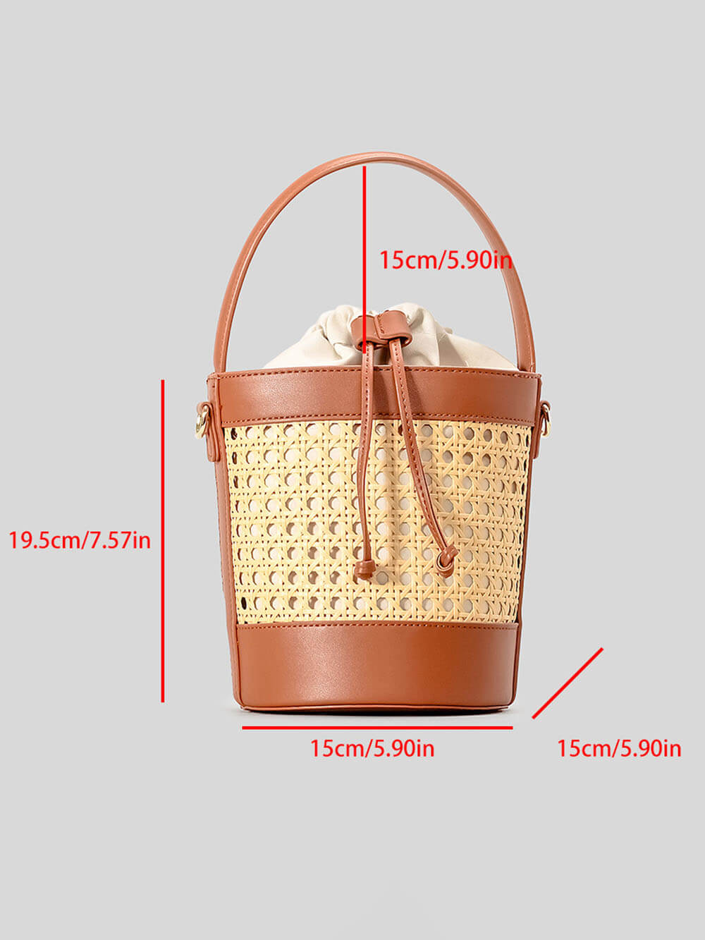 Sac seau à cordon en rotin tissé à la main creux pour les vacances à la plage