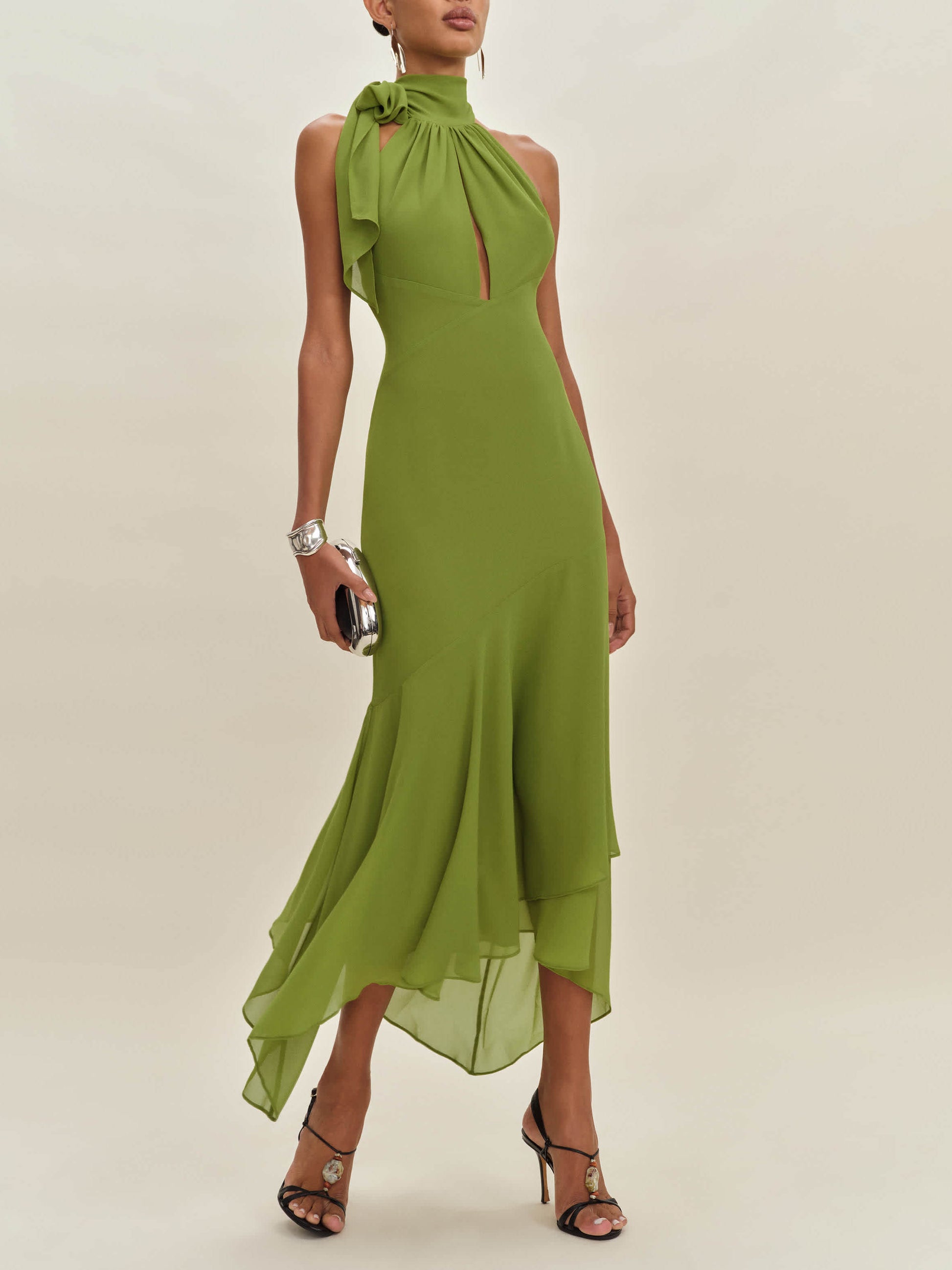 Fashion Halter Neck Asymmetric Home Maxi Dress