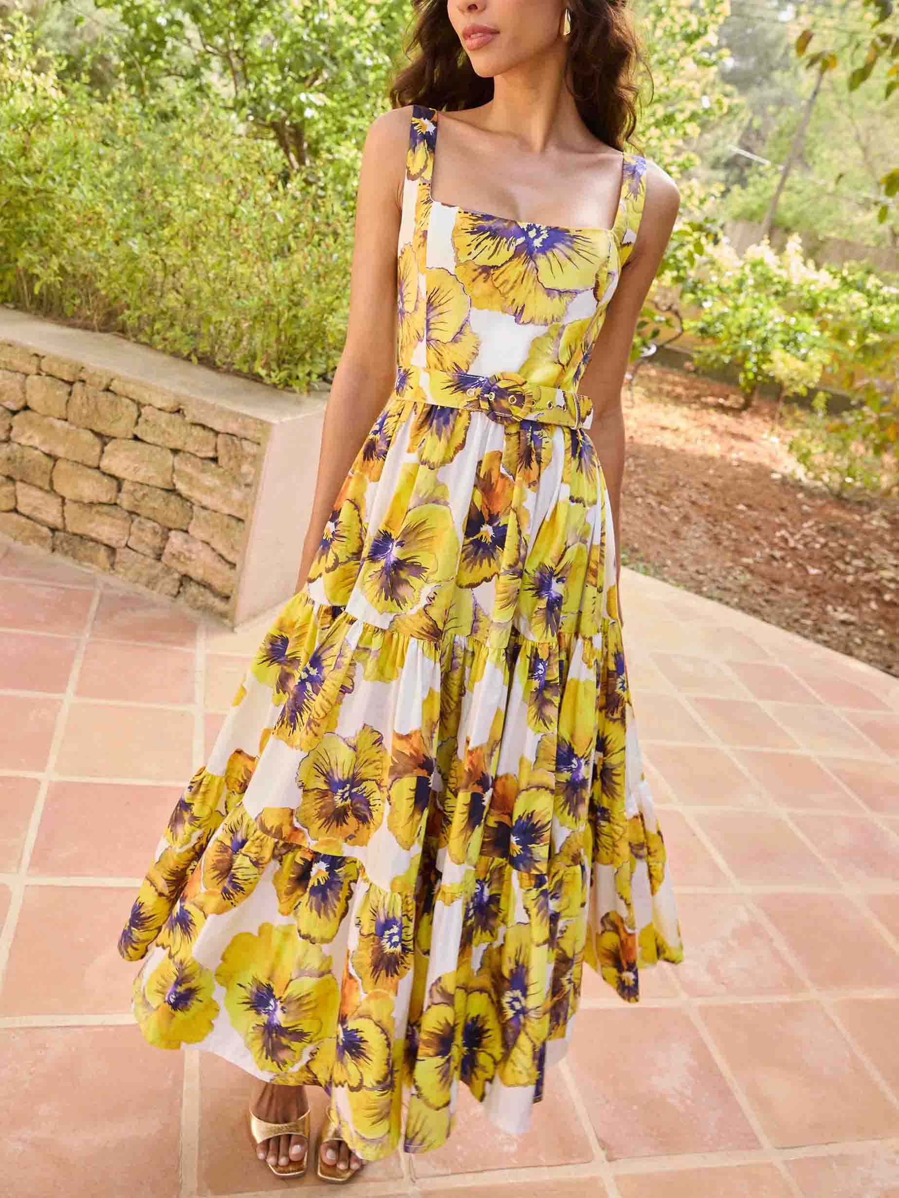 Robe midi élégante à imprimé pensées