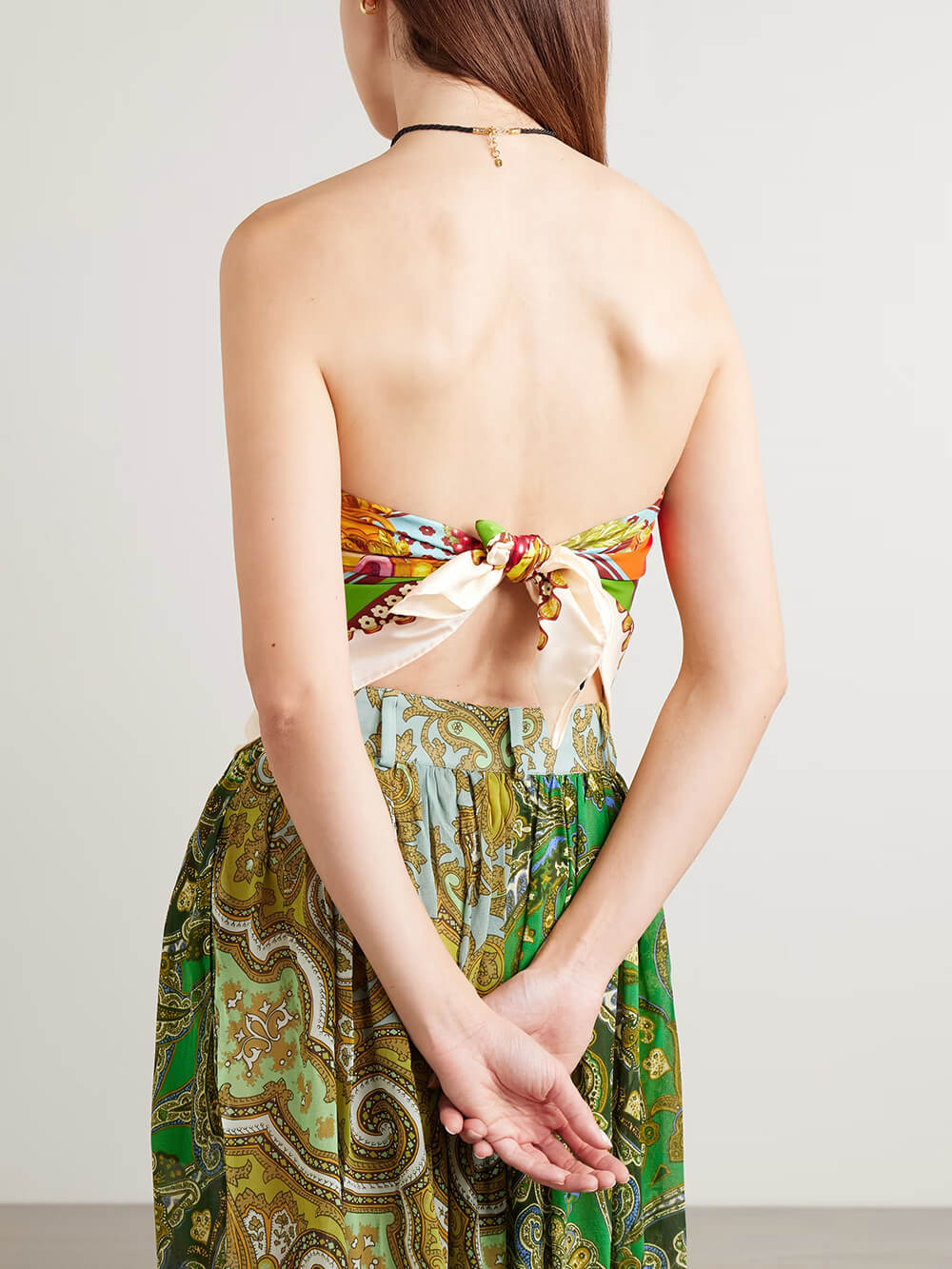 Unique Print Twill Satin Scarf Tank Top