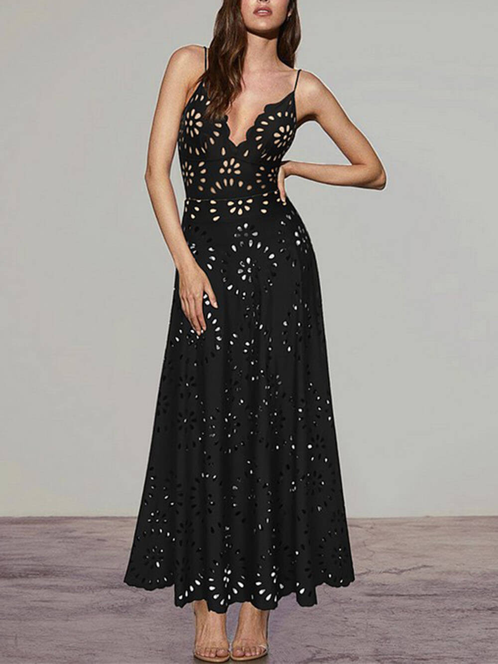 Elegant Lace Flower Hollow Maxi Skirt