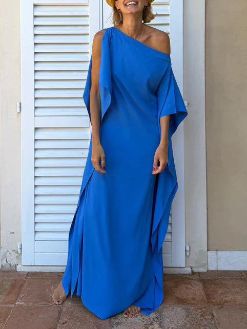 Elegantes, drapiertes Maxikleid mit einer Schulter