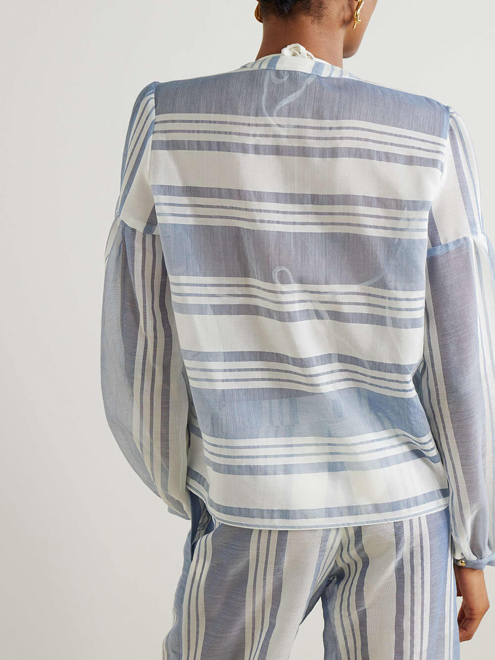 Gerade geschnittene Retro-Hose mit Streifenmuster und Taschen