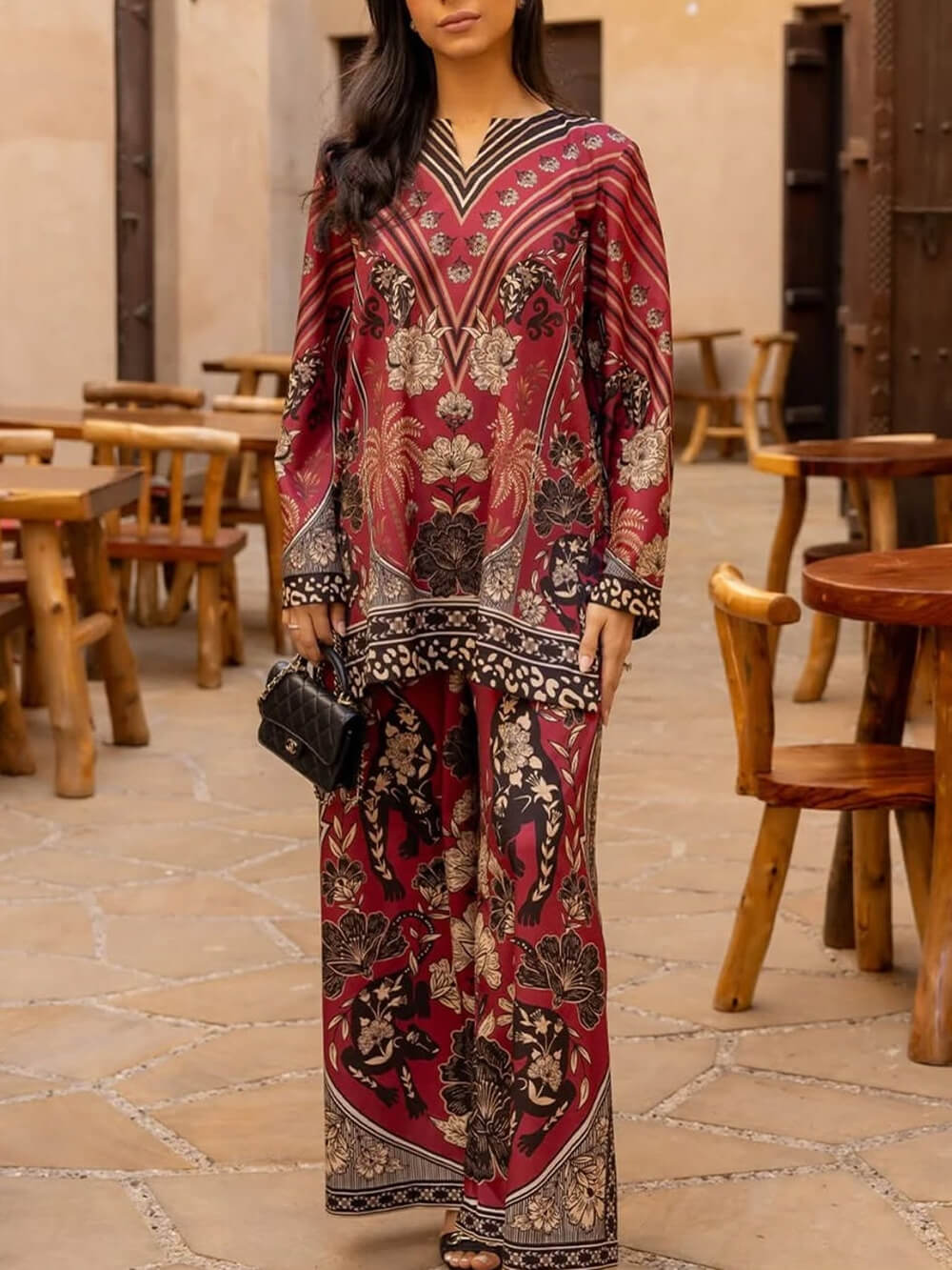 Chemise ample surdimensionnée à imprimé floral unique
