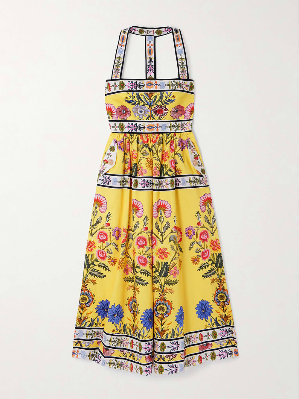 Robe mi-longue en satin à imprimé floral, dos nageur et poches