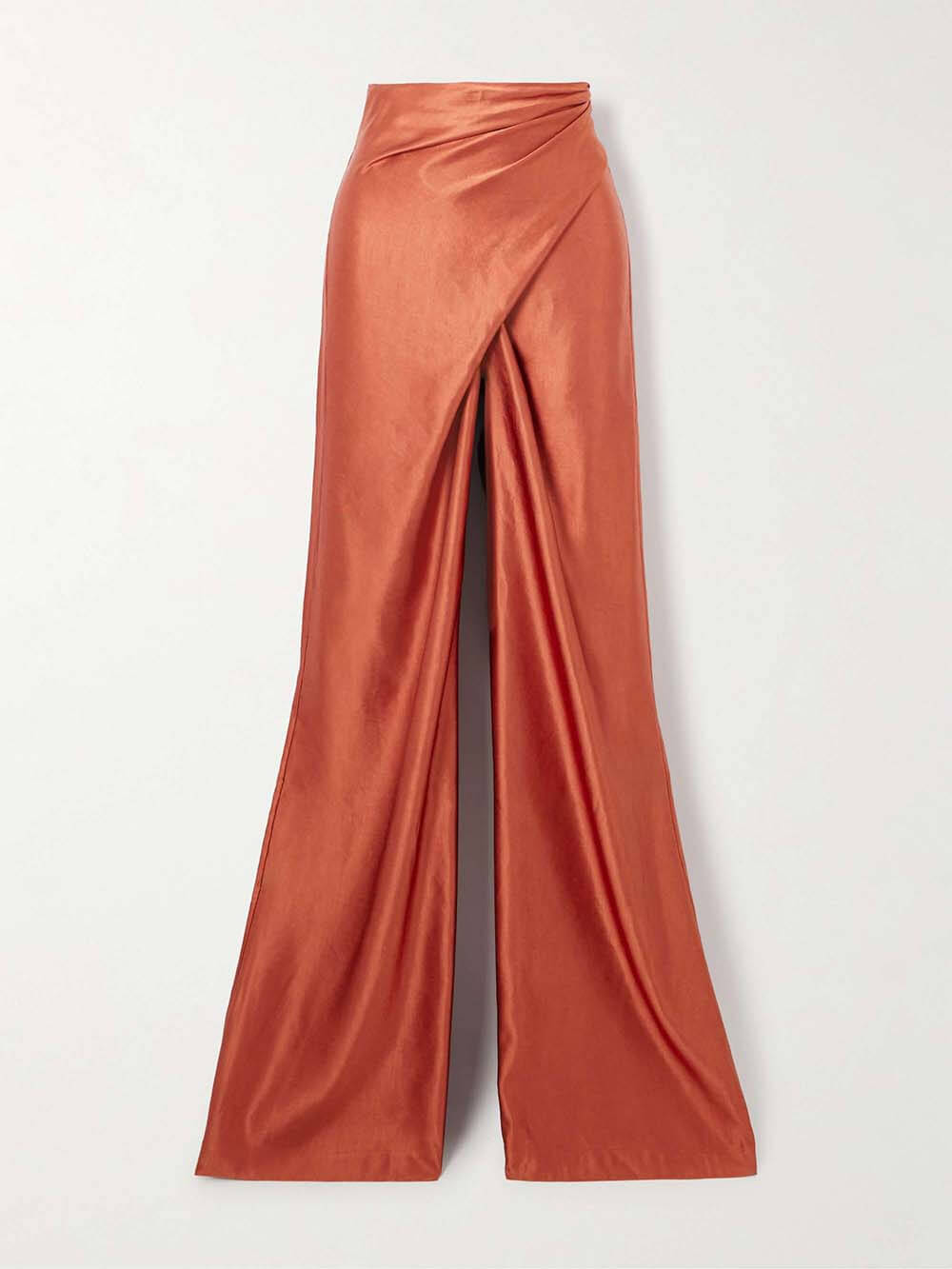 Einzigartige Satinhose mit weitem Bein und Wickeleffekt