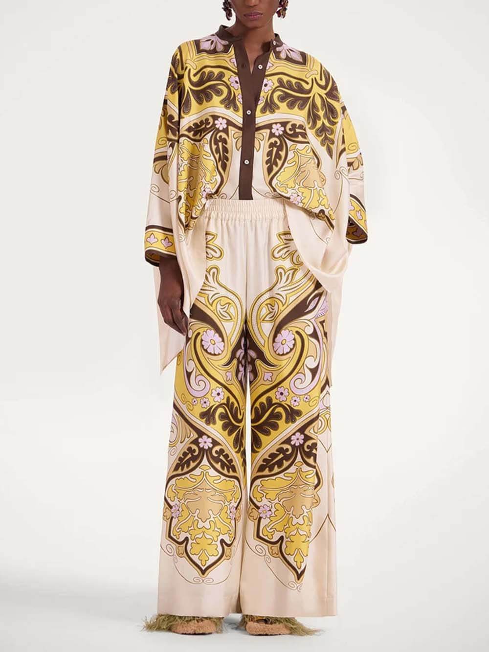Chemise boutonnée surdimensionnée à imprimé irrégulier unique