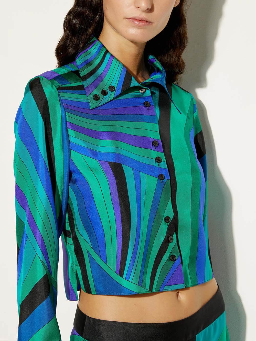 Chemise courte à imprimé arc-en-ciel unique