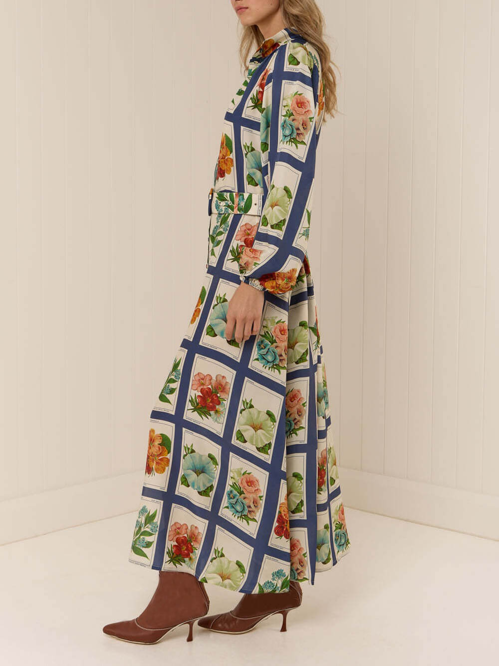 Robe longue décontractée chic en lin avec ceinture nouée