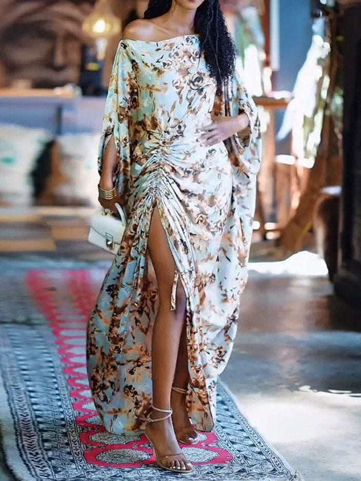 Elegantes Maxikleid mit One-Shoulder-Träger und Blumenmuster