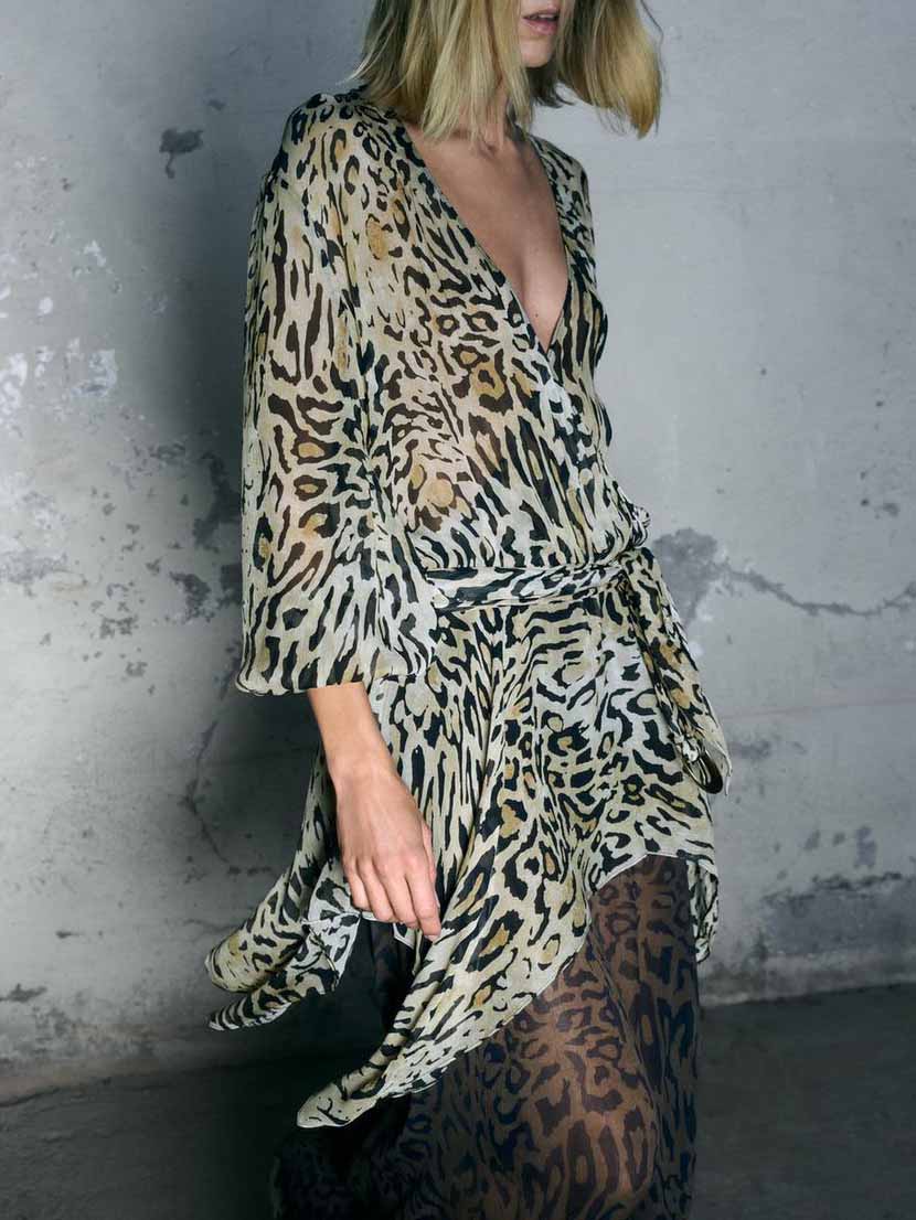 Casual Personalized Animal Print Irregular Hem Shirt