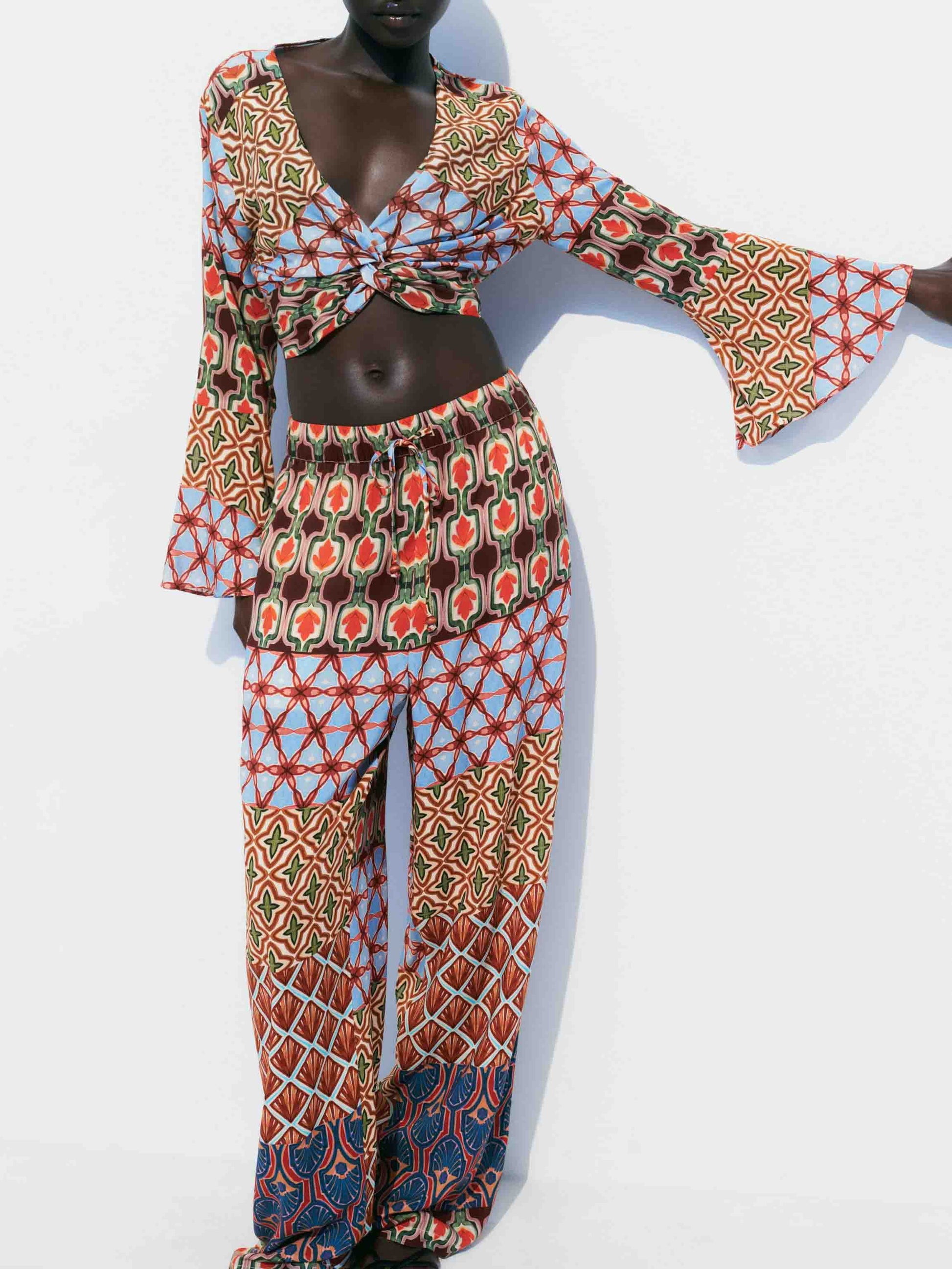 Retro Vitality Folk Style Bedruckte Hose