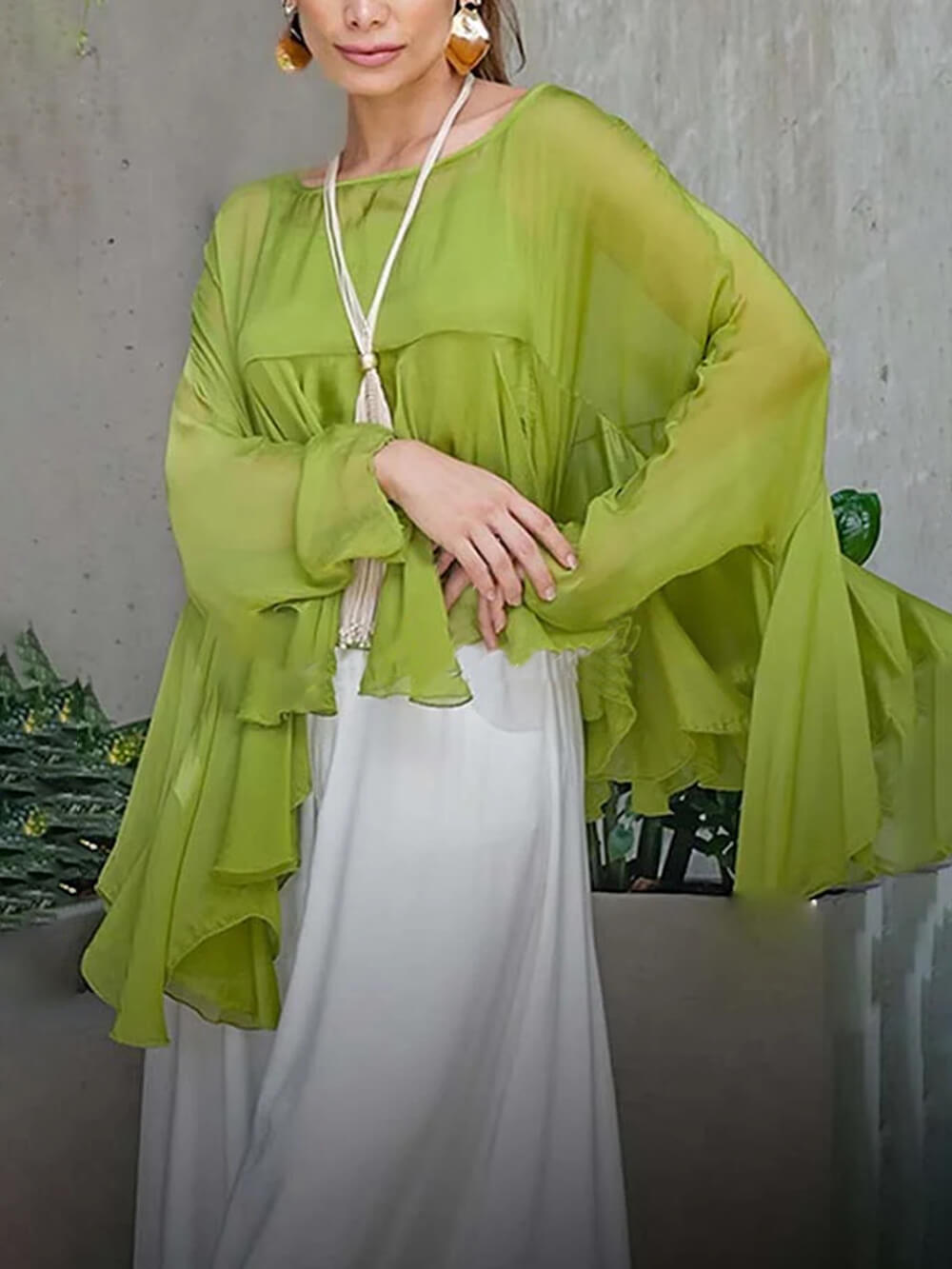 Pantalon ample décontracté à taille élastique et poches