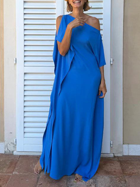 Elegantes, drapiertes Maxikleid mit einer Schulter