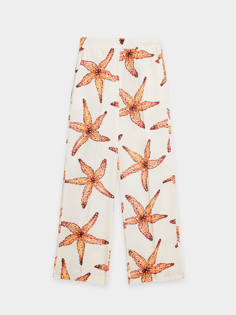 Einzigartige, lockere, gerade Hose mit Taschen und Seestern-Print