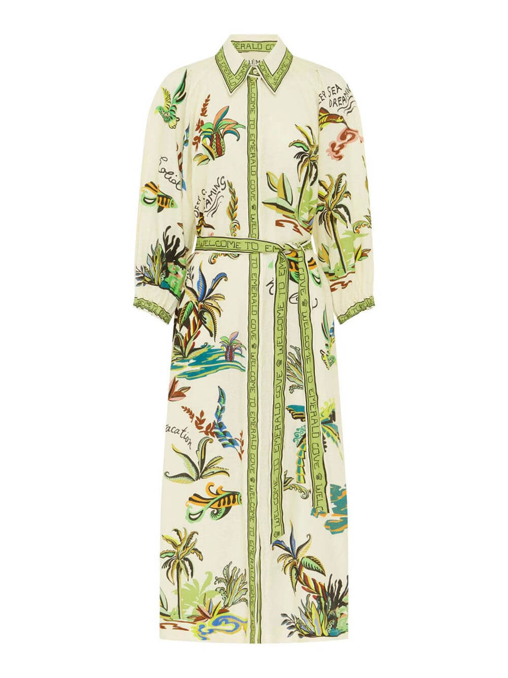 Robe chemise en lin à imprimé cocotiers unique