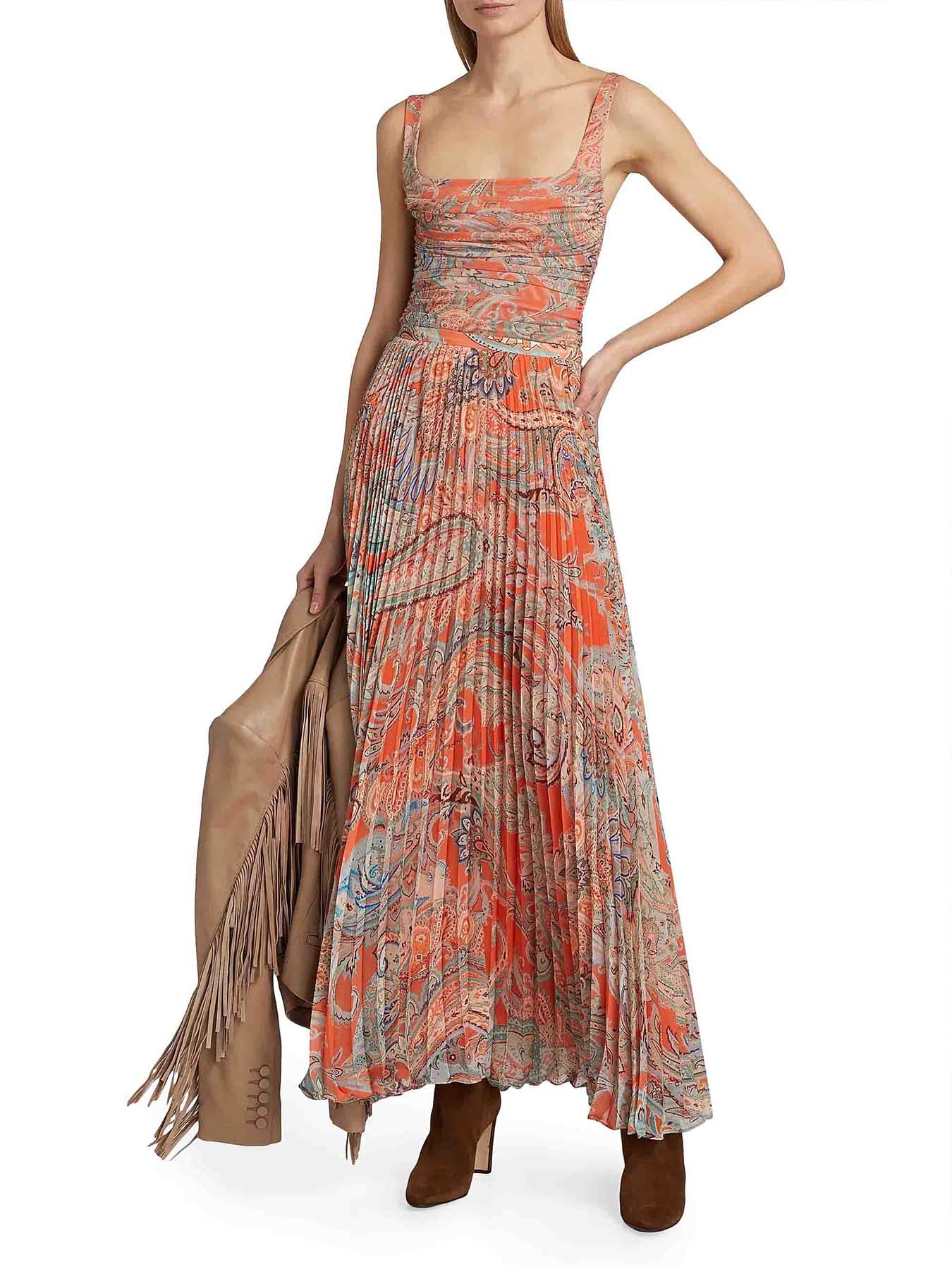 Exquisites Chiffon-Tanktop mit Plissée-Muster und Paisley-Muster