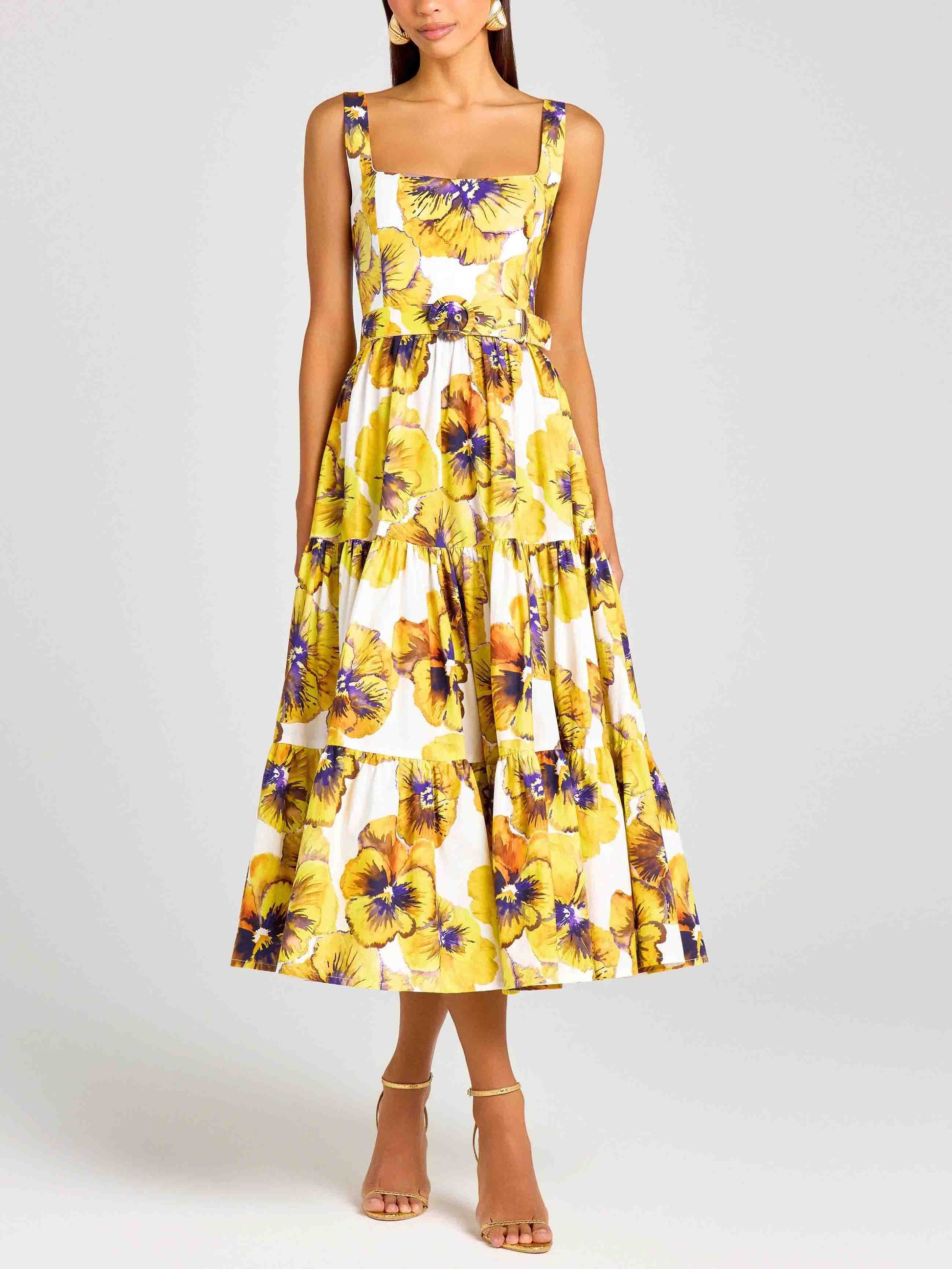 Robe midi élégante à imprimé pensées