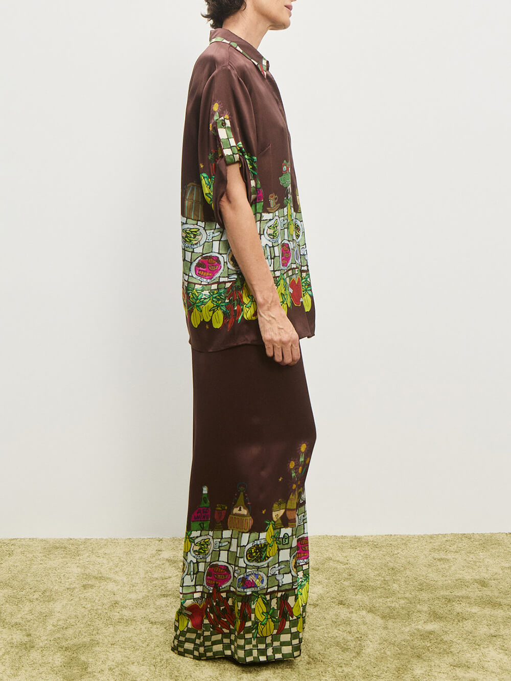 Unique Floral Print Elastic Waist Wide-Leg Pants