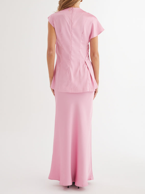 Elegant High-Neck Irregular Satin Shirt