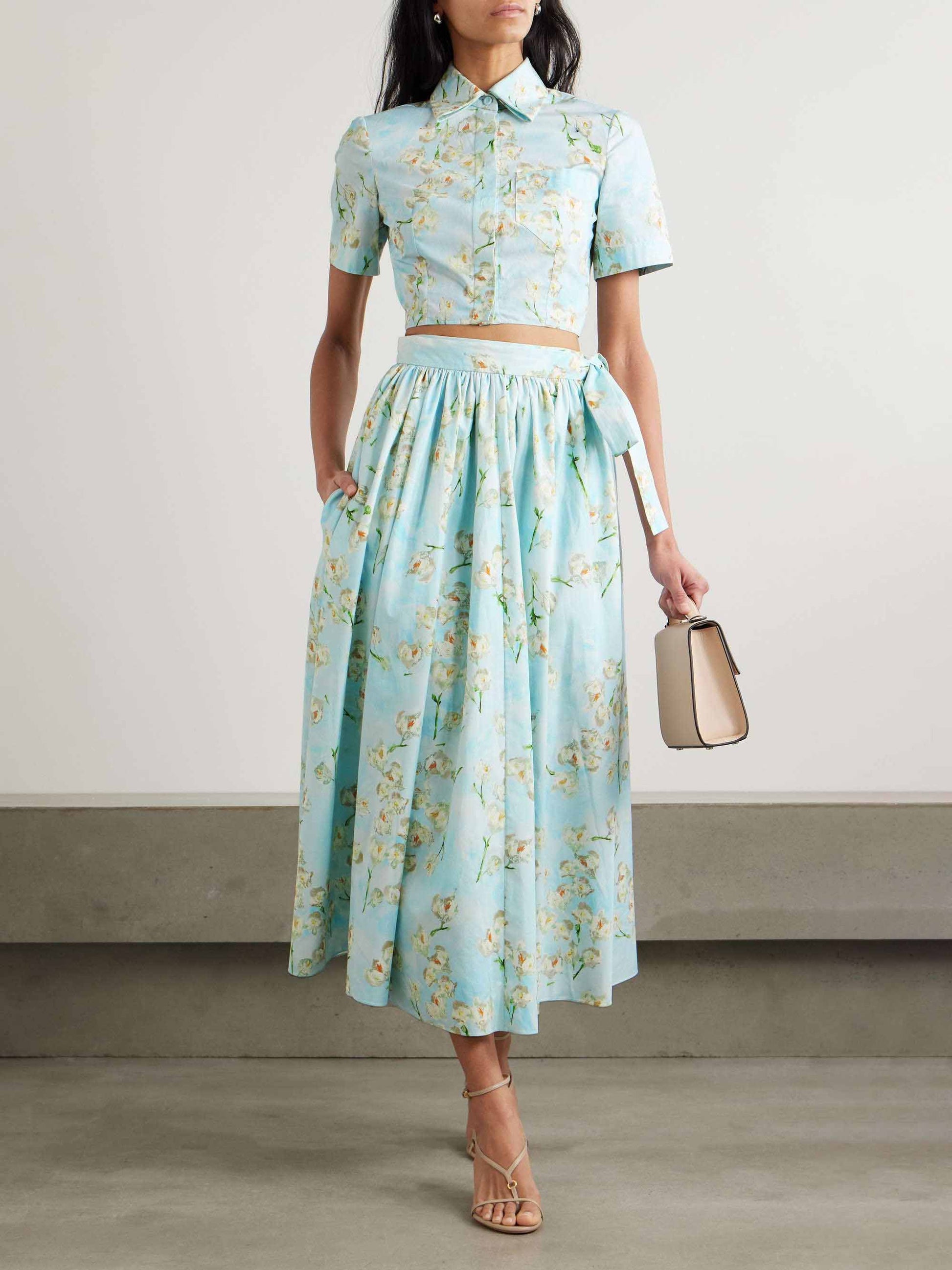 Jupe décontractée à lacets et imprimé floral frais