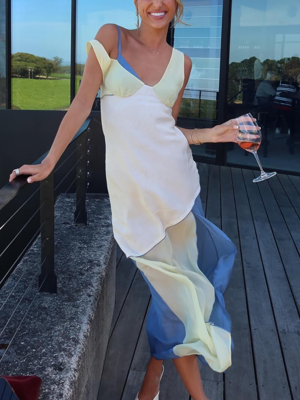 Elegant Thames Patchwork Maxi Dress