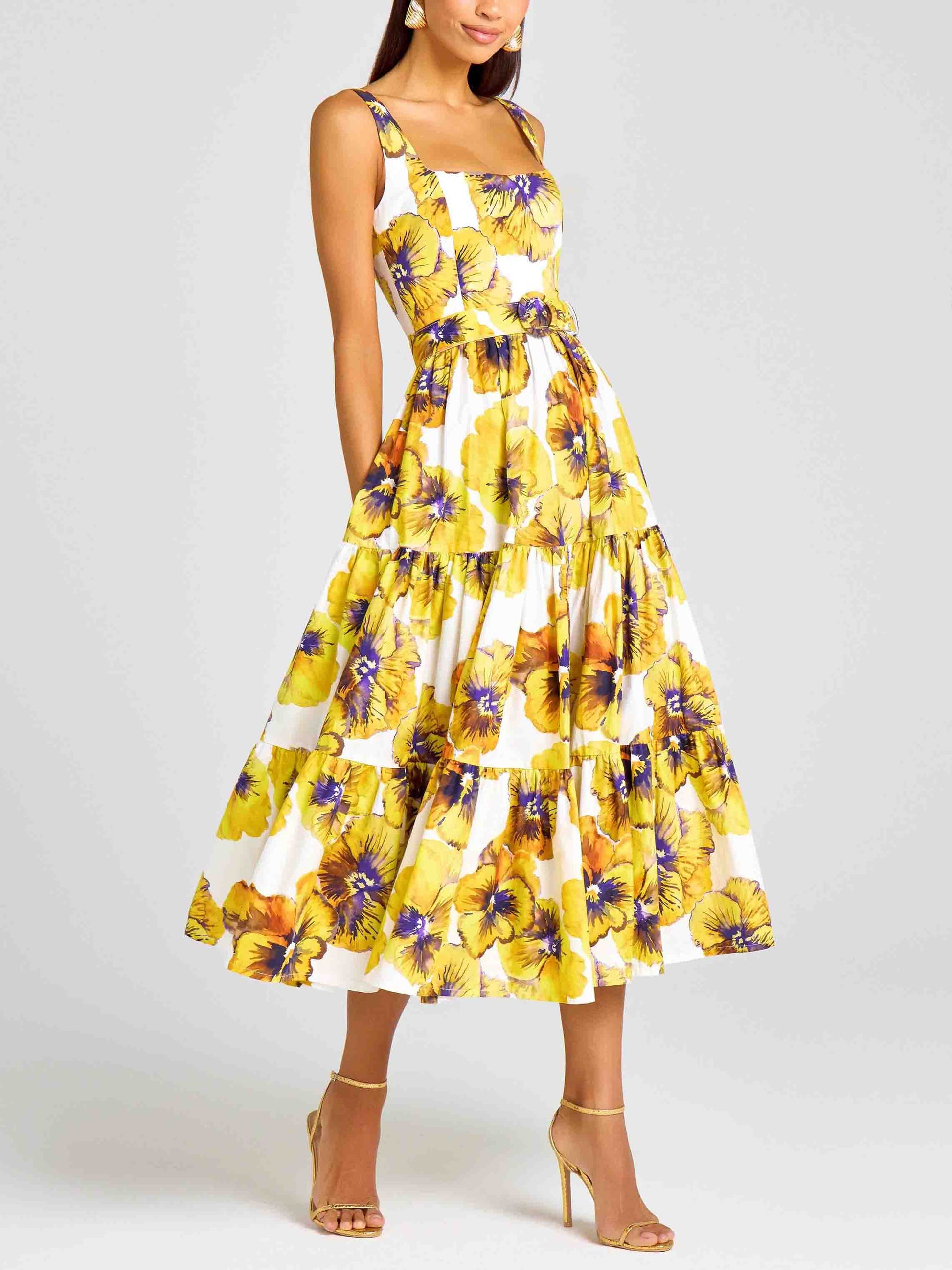 Robe midi élégante à imprimé pensées