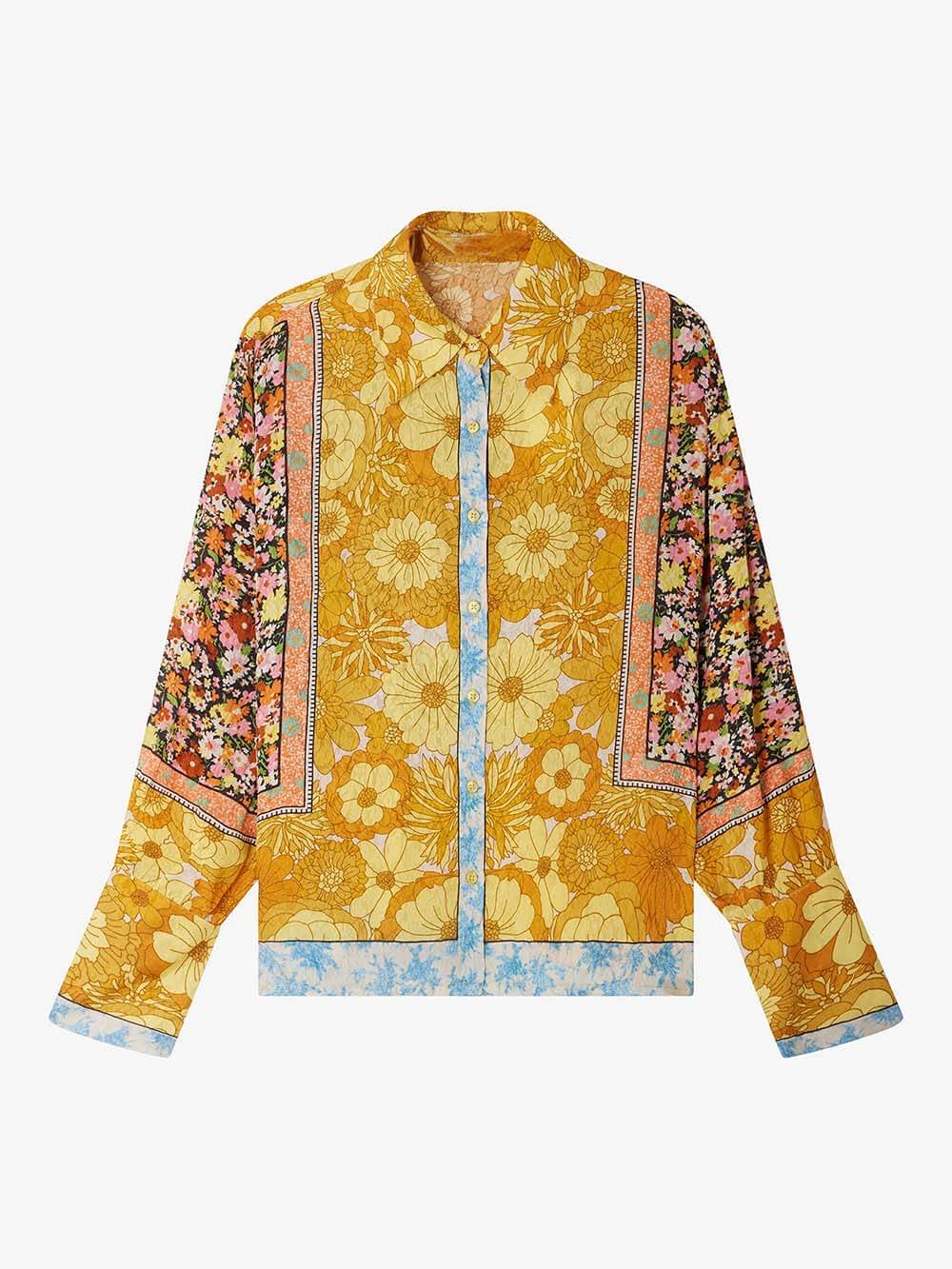 Chemise ample à coupe droite et imprimé floral en satin unique