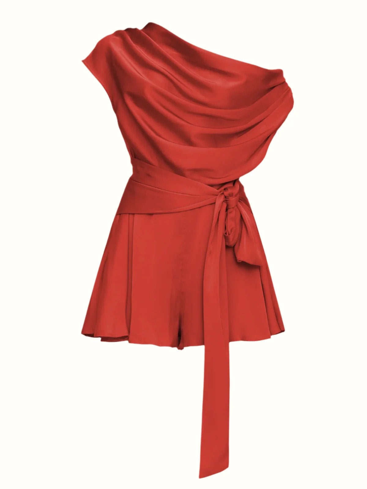 Exquisiter kurzer Satin-Jumpsuit mit Plissee