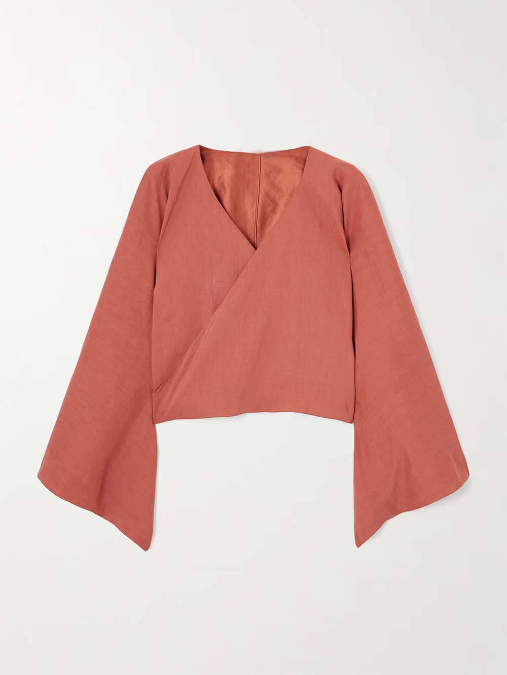 Unique Asymmetric Flared Sleeves Wrap Crop Top