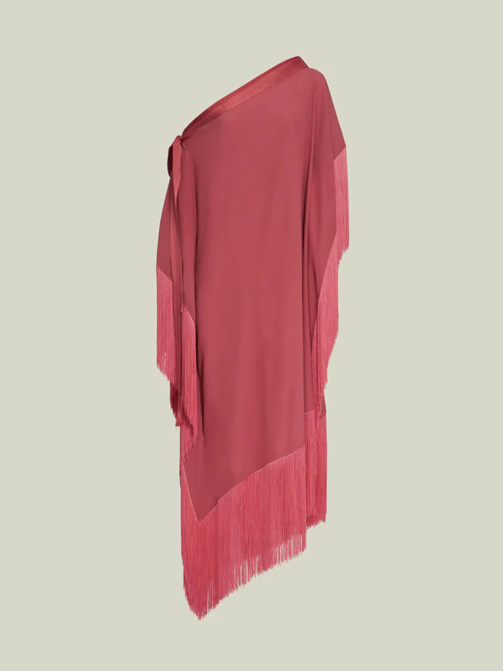 Elegantes schulterfreies Maxikleid aus Satin mit Fransenschleife