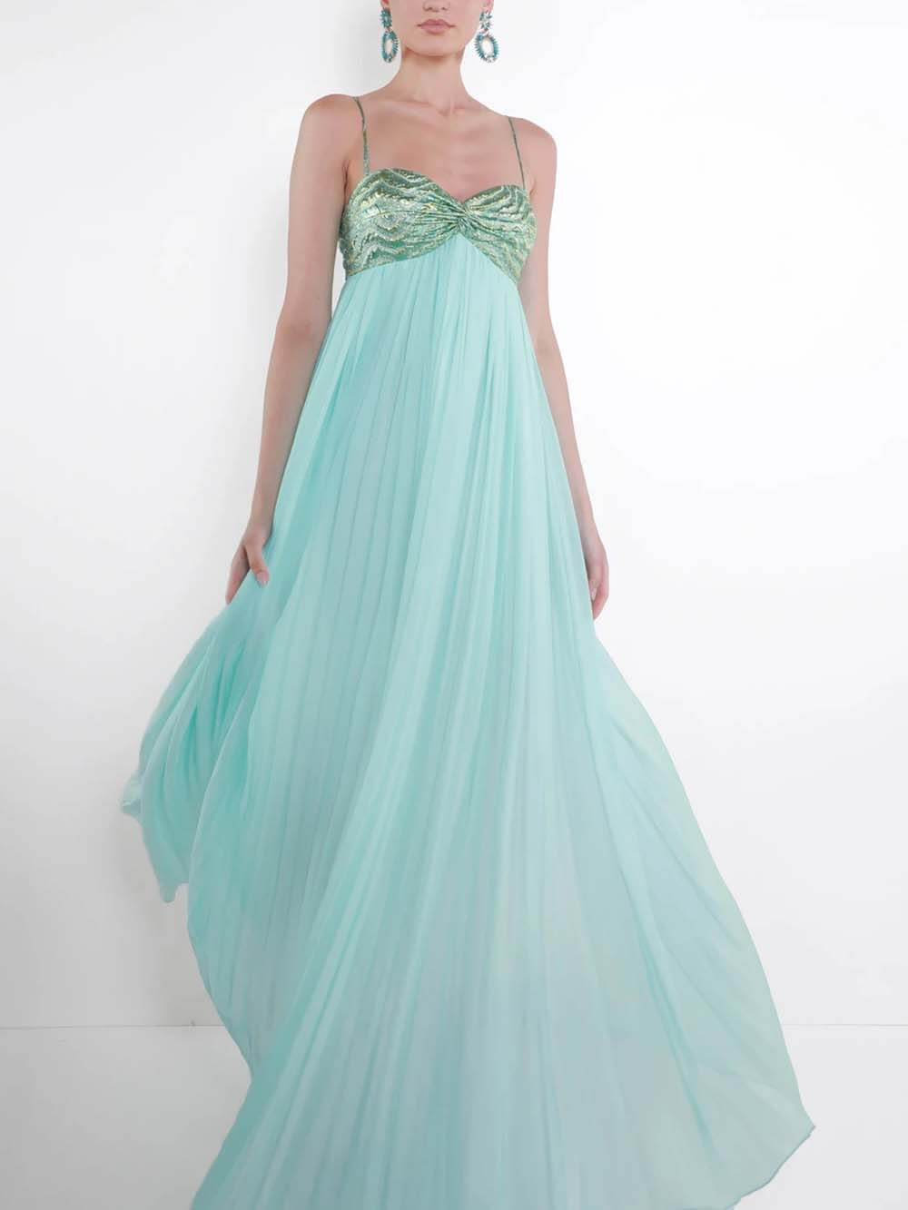 Elegantes Maxikleid mit gerüschtem Twist-Detail und Spaghettiträgern