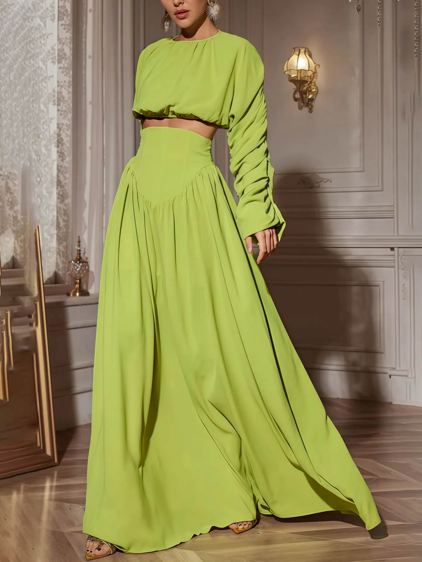 Elegant Pleated Tie High-Waisted Skirt